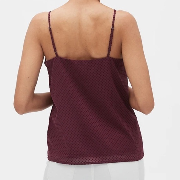 Banana Republic Flock Dot Print Classic Camisole in Burgundy Sz S - Picture 3 of 10